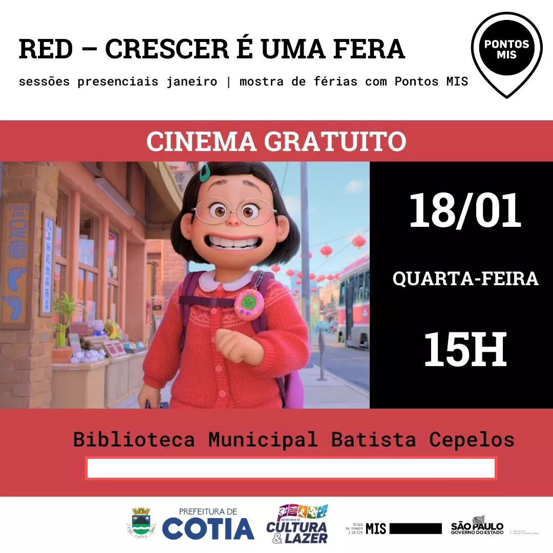 Amanhã, 18, é dia de Cinema Ponto MIS com o filme ‘Red: Crescer é uma fera’